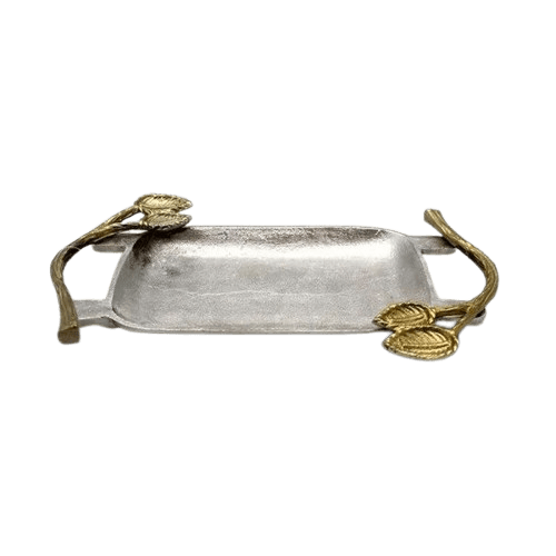 ALUMINIUM SERVING TRAY (NATURAL & GOLD)